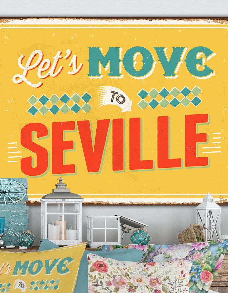 DesignQ Vintage Seville sign - Cottage Canvas Wall Art