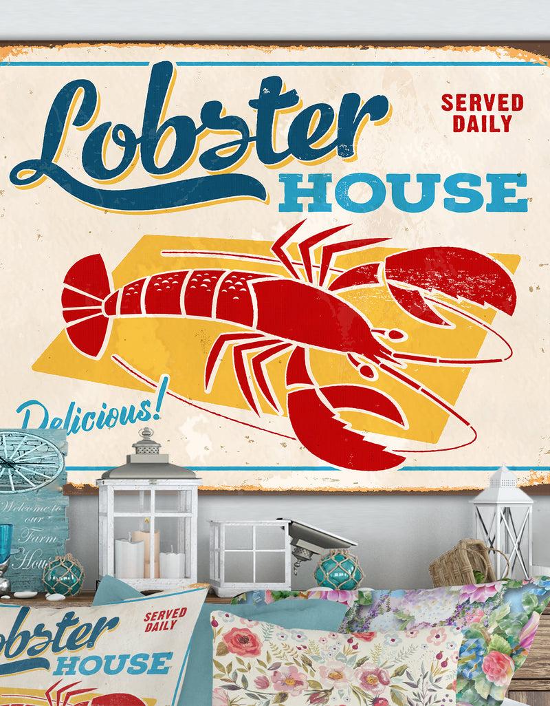 DesignQ Vintage Sign - Lobster House - Cottage Canvas Wall Art