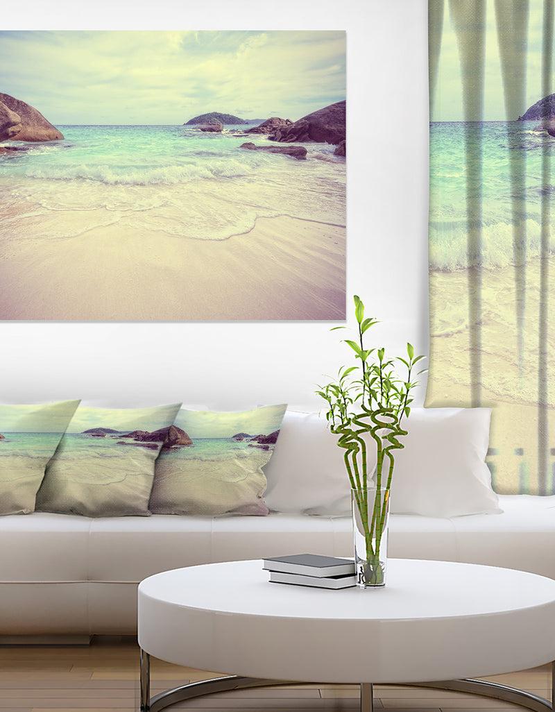 DesignQ Vintage Style Seashore Thailand - Extra Large Seascape Art Canvas
