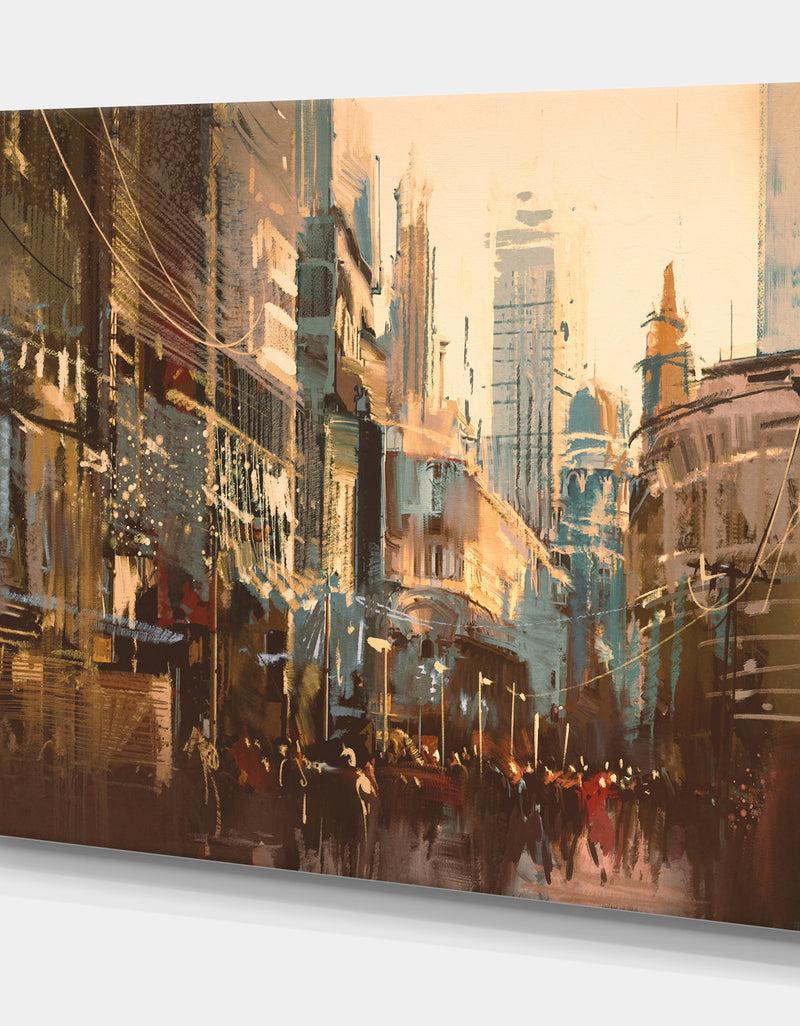DesignQ Vintage Town - Cityscapes Photography On Wrapped Canvas