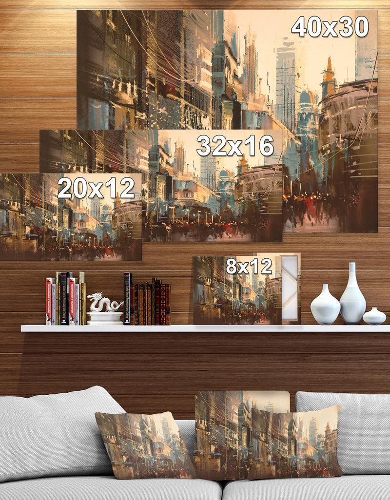 DesignQ Vintage Town - Cityscapes Photography On Wrapped Canvas