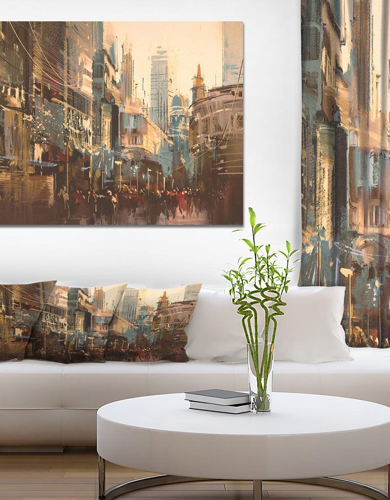 DesignQ Vintage Town - Cityscapes Photography on Wrapped Canvas