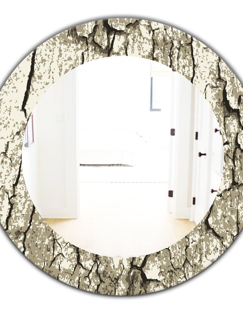 DesignQ Vintage Tree Bark - Bohemian And Eclectic Mirror - Oval Or Round Wall Mirror
