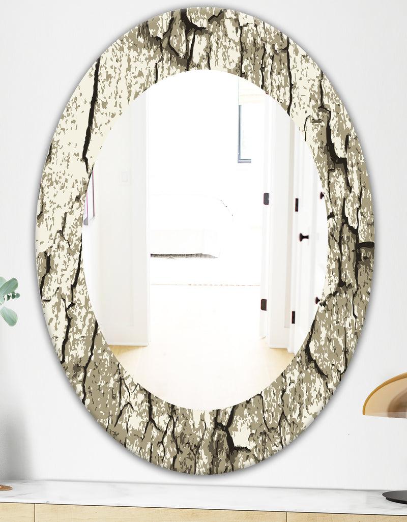 DesignQ Vintage Tree Bark - Bohemian And Eclectic Mirror - Oval Or Round Wall Mirror