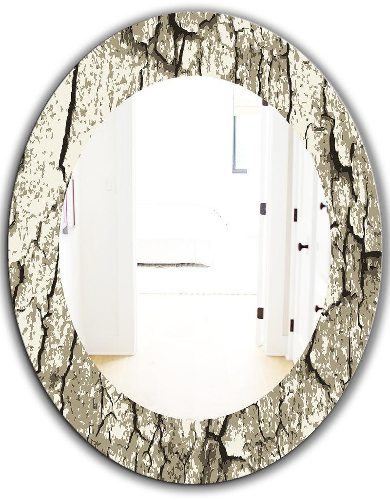 DesignQ Vintage Tree Bark - Bohemian And Eclectic Mirror - Oval Or Round Wall Mirror