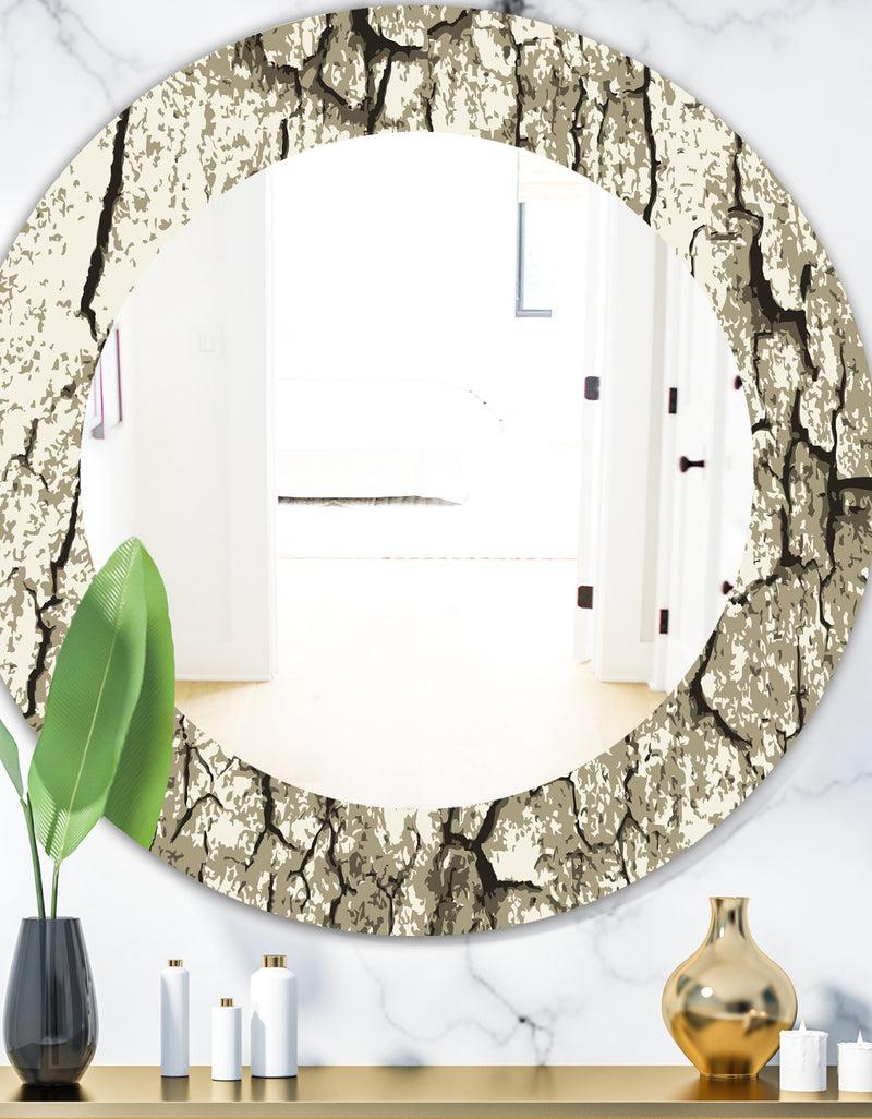 DesignQ Vintage Tree Bark - Bohemian and Eclectic Mirror - Oval or Round Wall Mirror