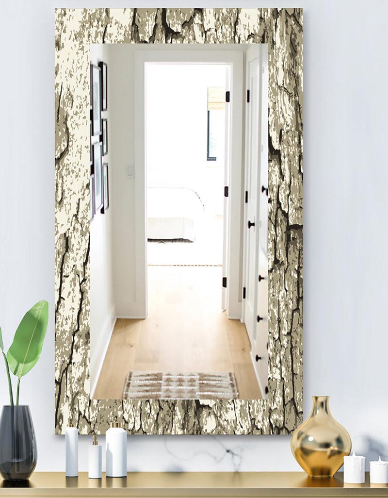 DesignQ Vintage Tree Bark - Bohemian and Eclectic Mirror - Vanity Mirror