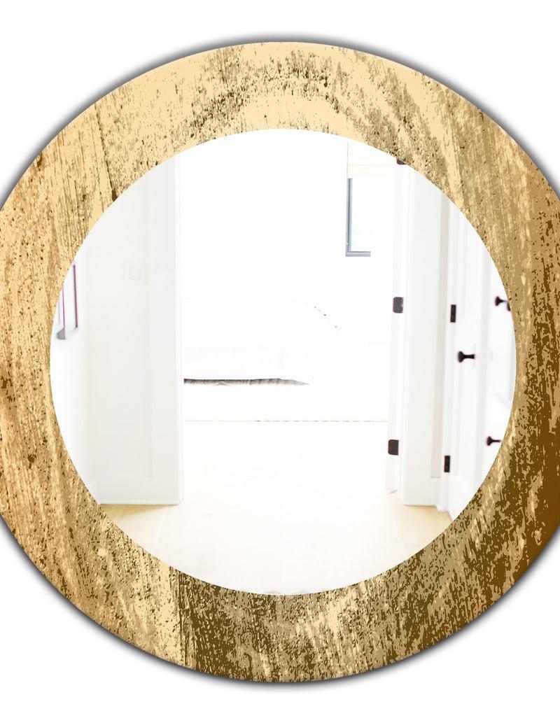 DesignQ Vintage Tree Grooves Annual Rings On Stump - Bohemian And Eclectic Mirror - Oval Or Round Wall Mirror