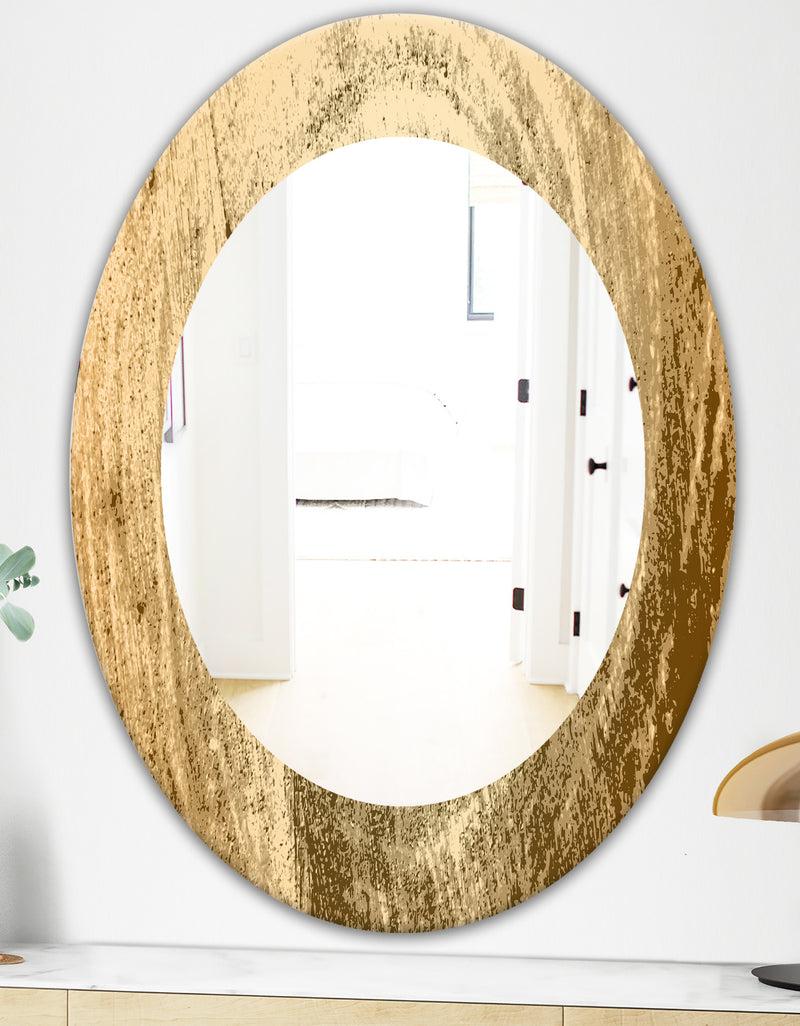 DesignQ Vintage Tree Grooves Annual Rings On Stump - Bohemian And Eclectic Mirror - Oval Or Round Wall Mirror