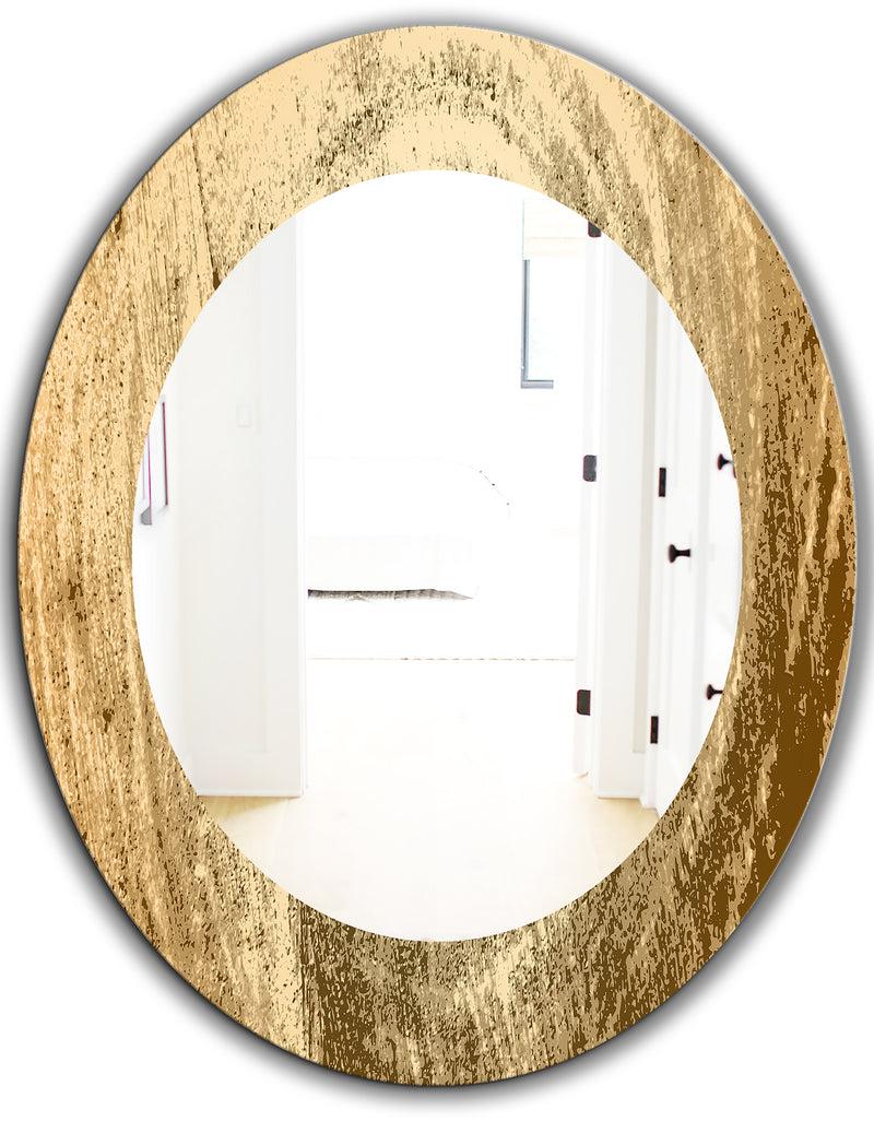 DesignQ Vintage Tree Grooves Annual Rings On Stump - Bohemian And Eclectic Mirror - Oval Or Round Wall Mirror