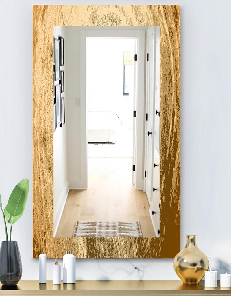 DesignQ Vintage Tree Grooves Annual Rings On Stump - Bohemian and Eclectic Mirror - Vanity Mirror