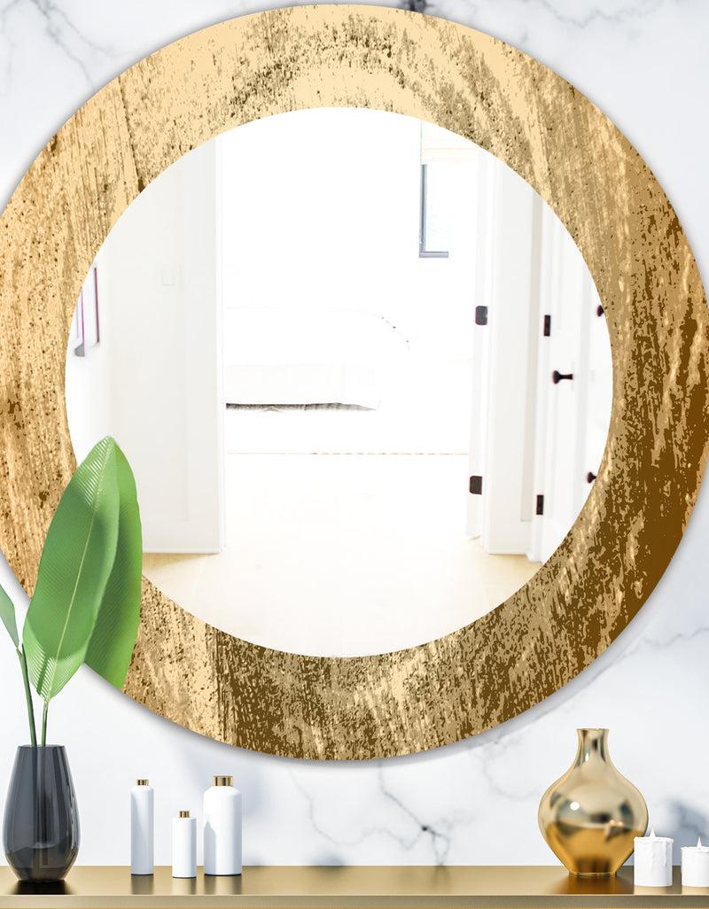 DesignQ Vintage Tree Grooves Annual Rings On Stump - Bohemian and Eclectic Mirror - Oval or Round Wall Mirror