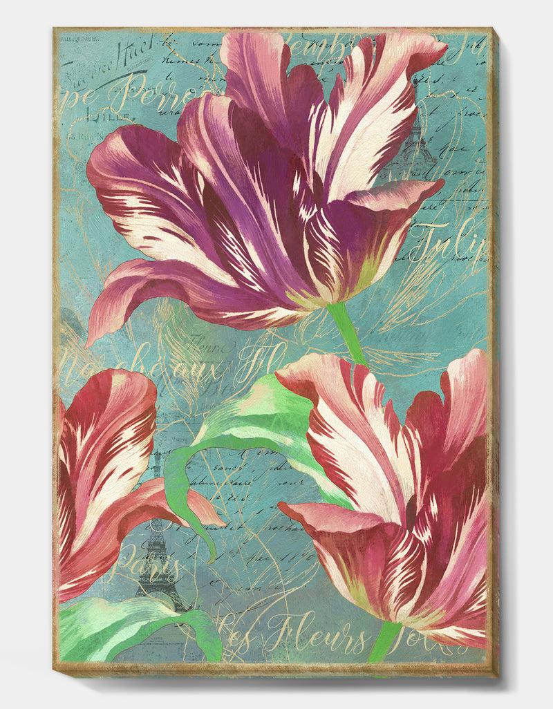 DesignQ Vintage Tulips In Paris - Cottage Premium Canvas Wall Art