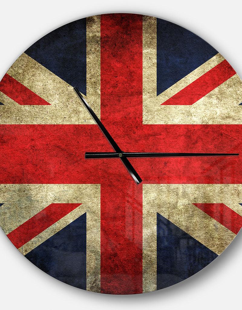 DesignQ Vintage UK Flag - Oversized Global Wall CLock