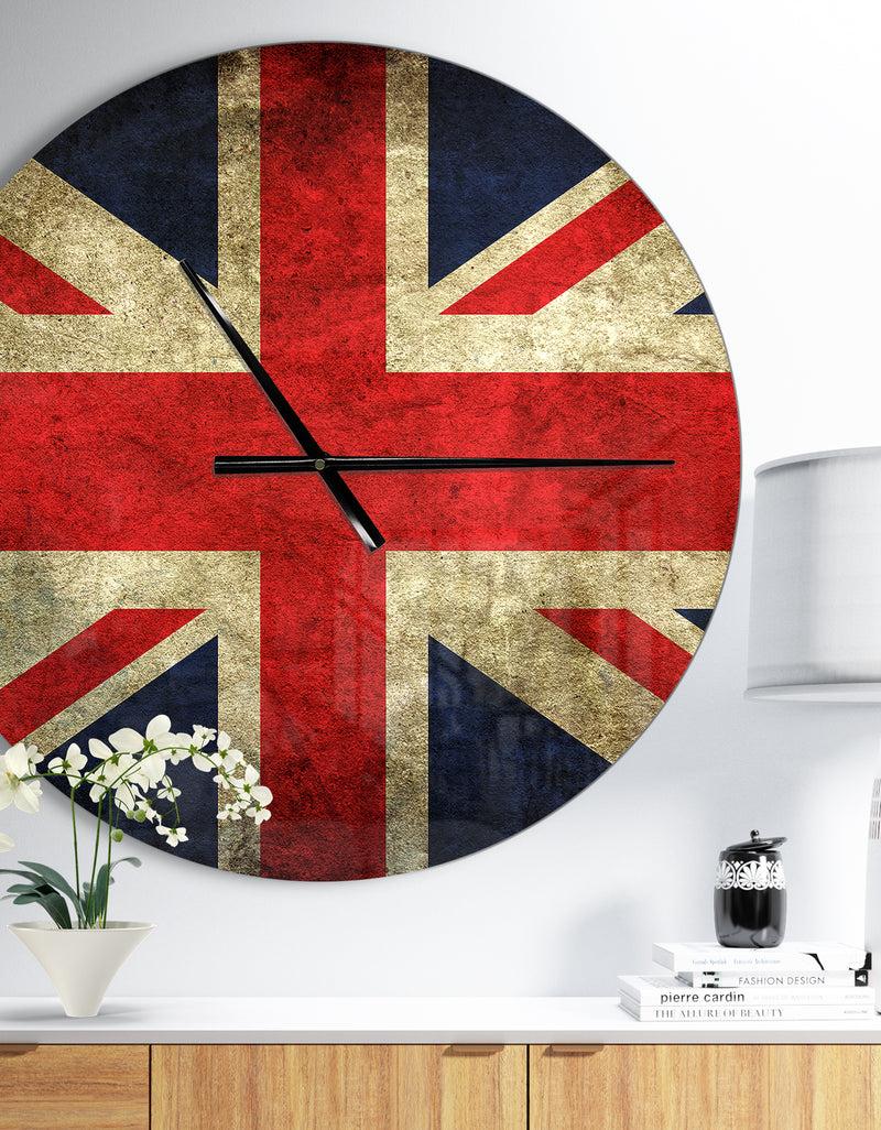 DesignQ Vintage UK Flag - Oversized Global Wall CLock