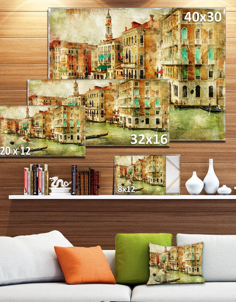 DesignQ Vintage Venice - Digital Art Landscape Canvas Print
