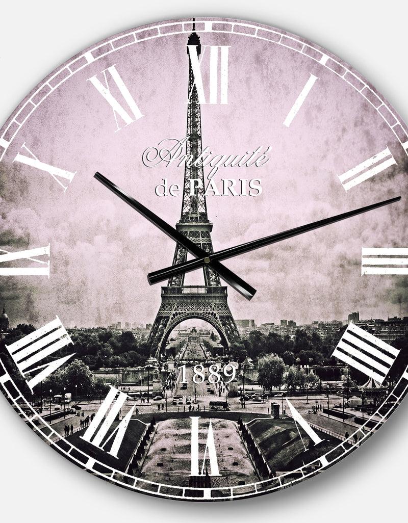 DesignQ Vintage View Of Paris France - Vintage Wall CLock