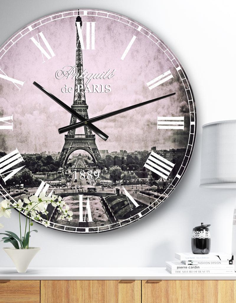 DesignQ Vintage View of Paris France - Vintage Wall CLock
