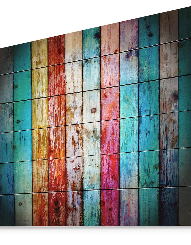 DesignQ Vintage Wooden Pattern - Contemporary Print On Natural Pine Wood