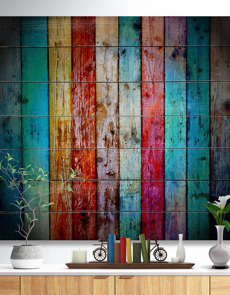 DesignQ Vintage Wooden Pattern - Contemporary Print on Natural Pine Wood