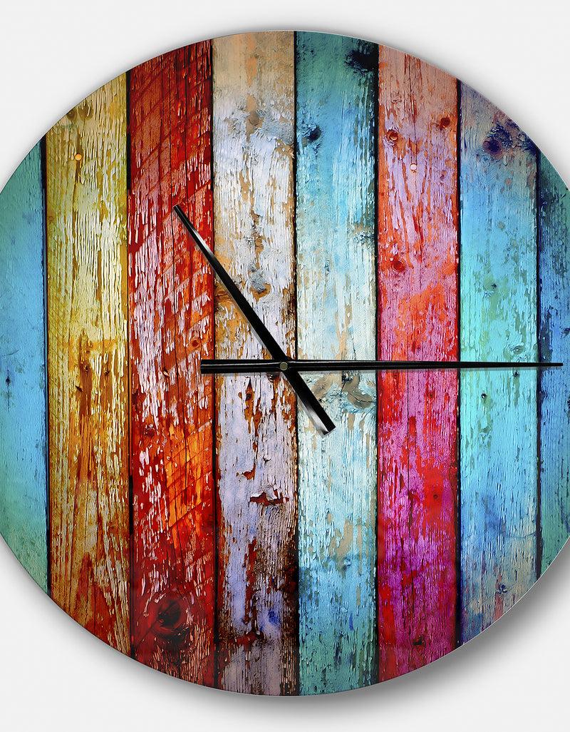 DesignQ Vintage Wooden Pattern - Oversized Modern Wall CLock