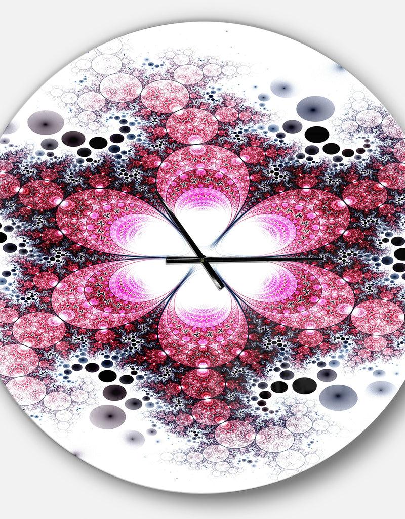 DesignQ Violet Fractal Flower Pattern - Oversized Modern Wall CLock