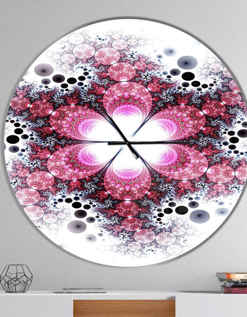 DesignQ Violet Fractal Flower Pattern - Oversized Modern Wall CLock