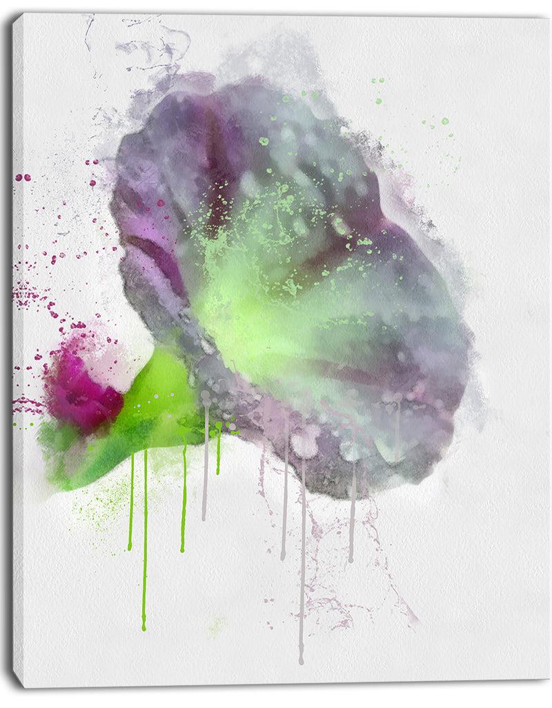 DesignQ Violet Gentiana Alpina Watercolor - Modern Floral Canvas Wall Art