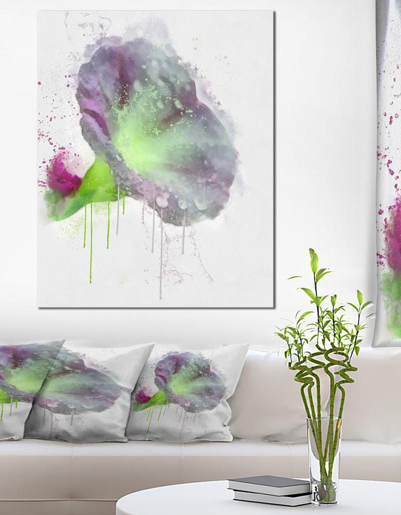 DesignQ Violet Gentiana Alpina Watercolor - Modern Floral Canvas Wall Art