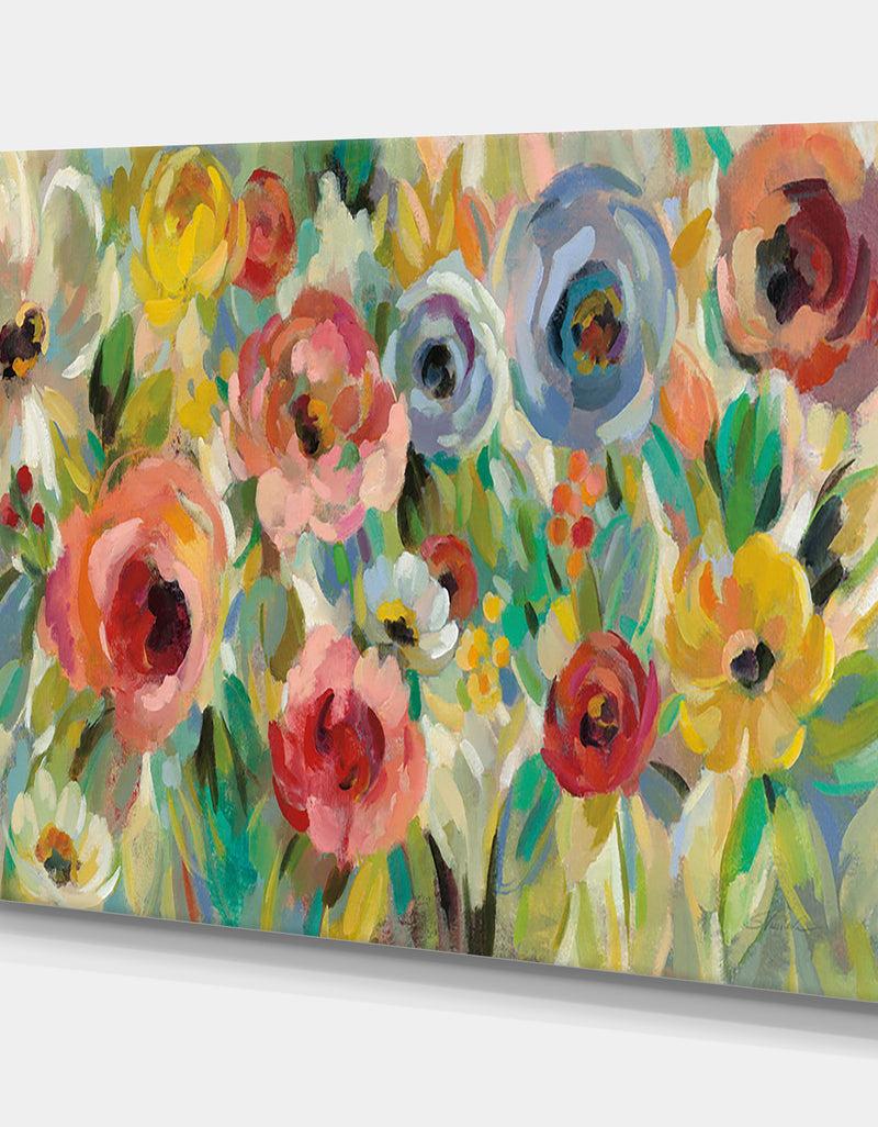 DesignQ Vivid Coral Floral I - Cottage Canvas Wall Art