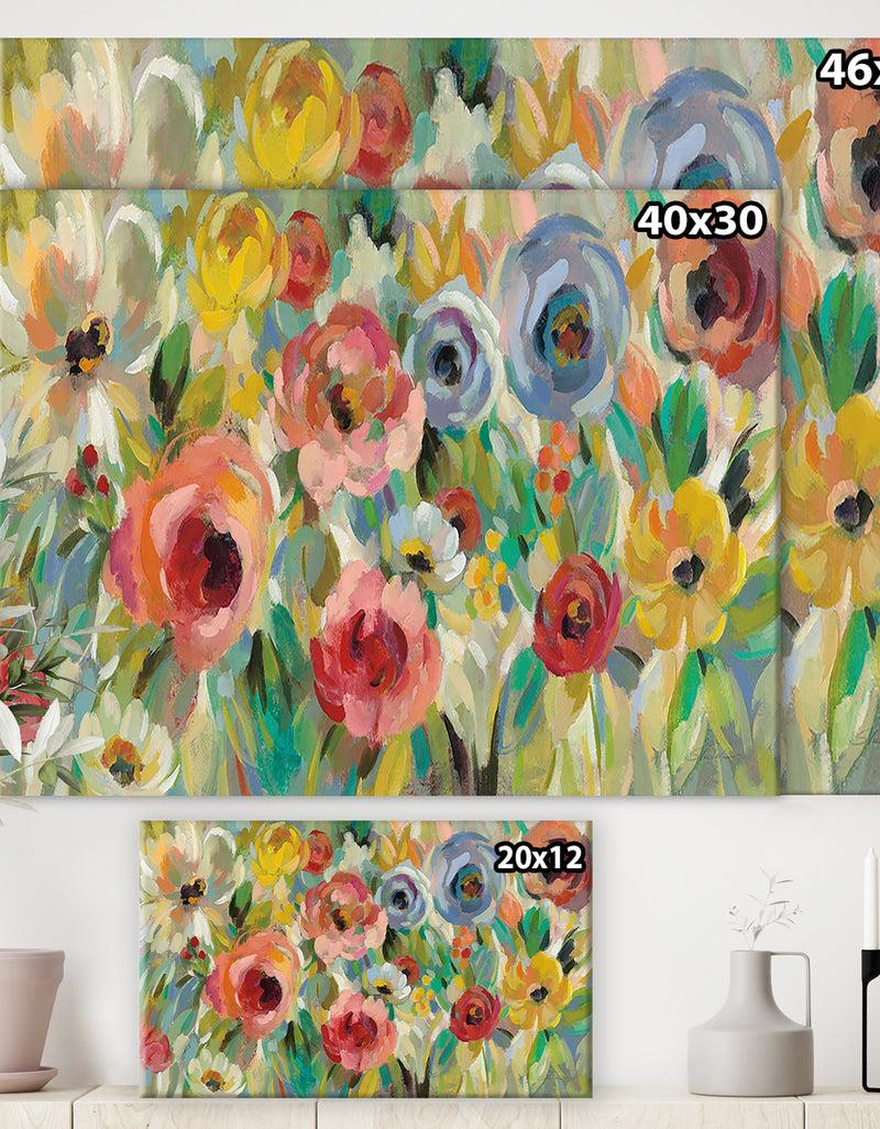 DesignQ Vivid Coral Floral I - Cottage Canvas Wall Art