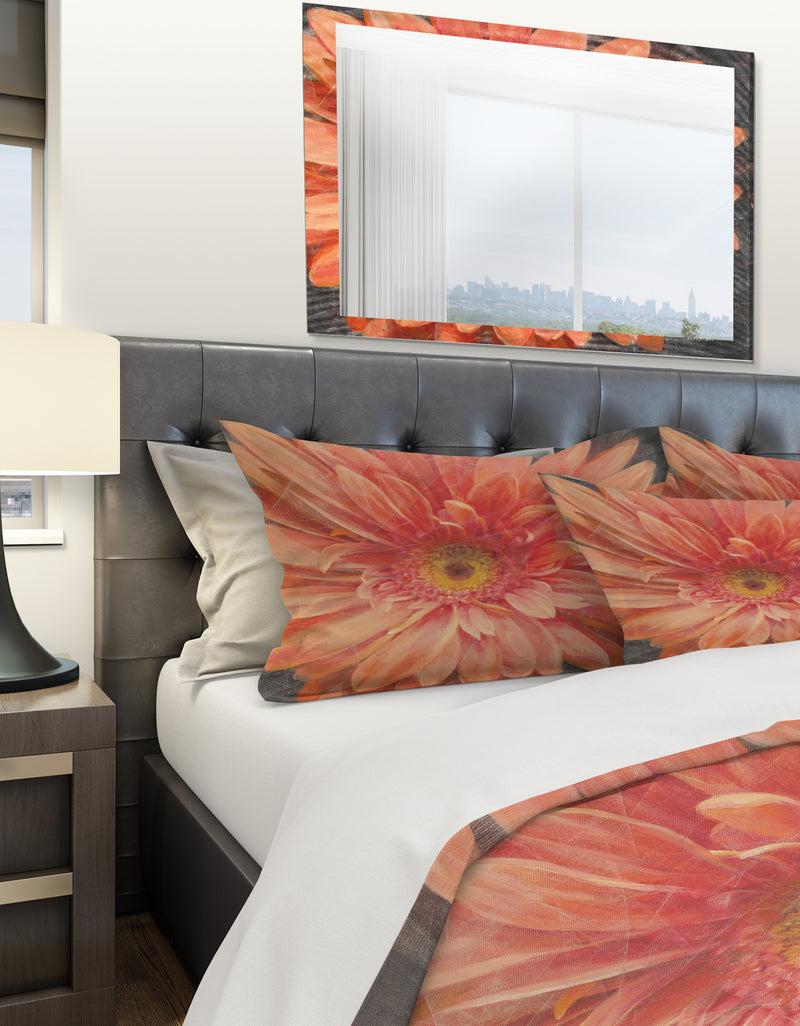 DesignQ Vivid Orange Daisy II - Shabby Duvet Cover Set