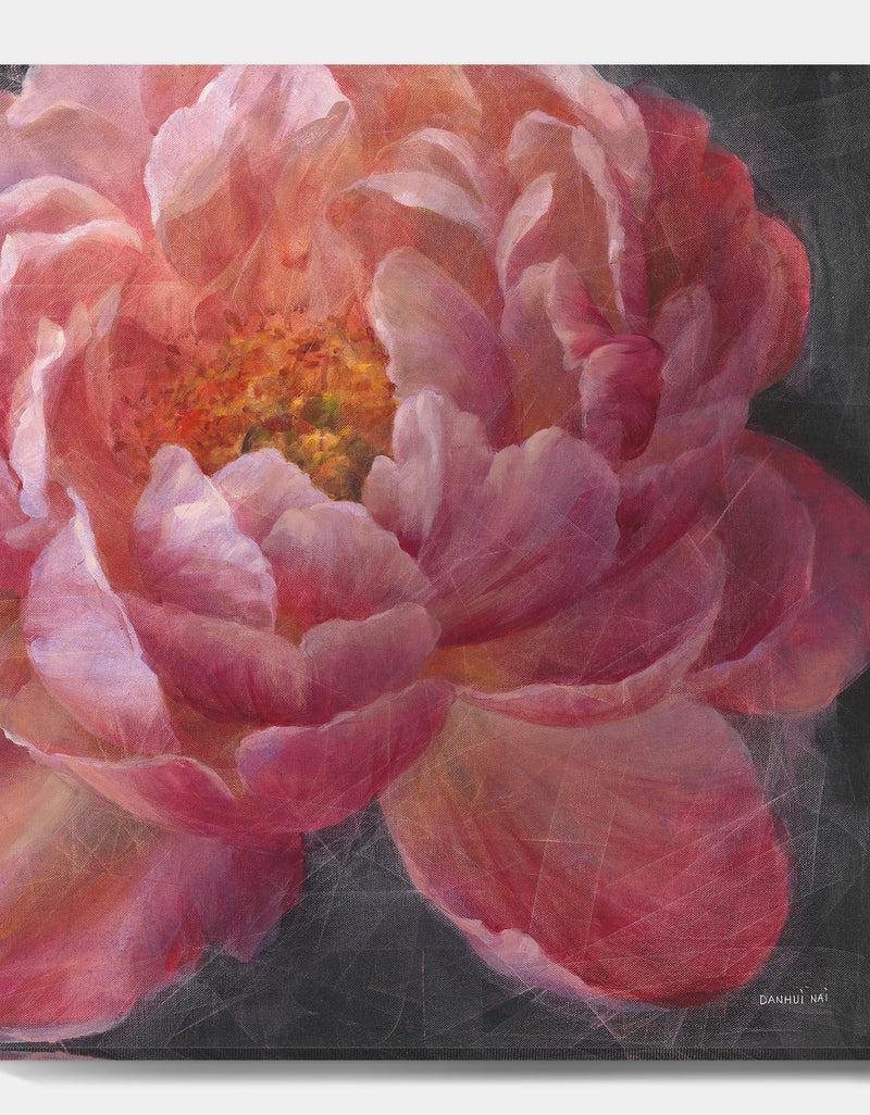 DesignQ Vivid Pink Peonies I - Shabby Chic Gallery-wrapped Canvas
