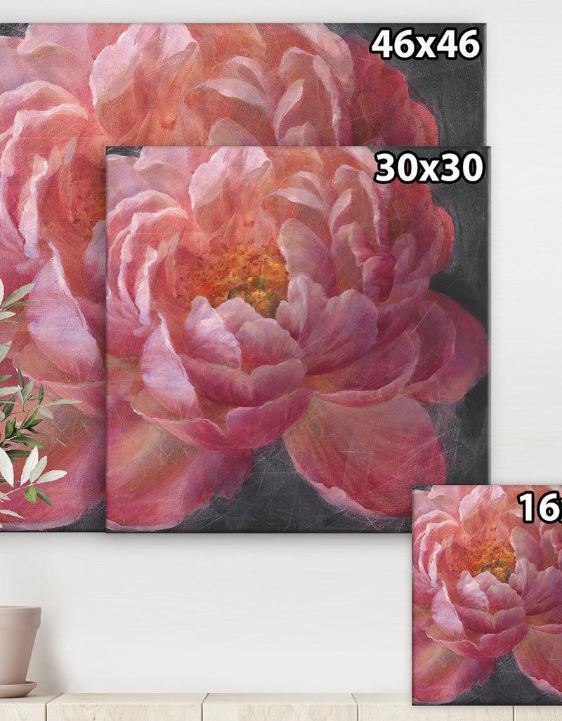 DesignQ Vivid Pink Peonies I - Shabby Chic Gallery-wrapped Canvas