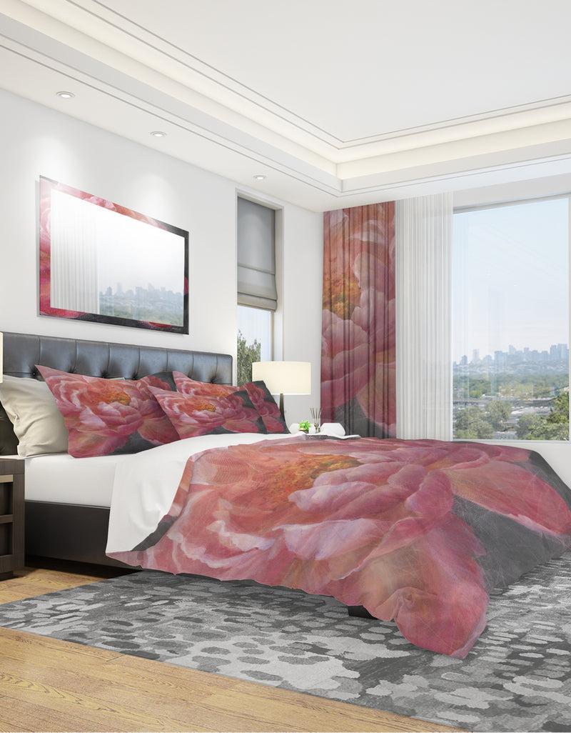 DesignQ Vivid Pink Peonies I - Shabby Duvet Cover Set