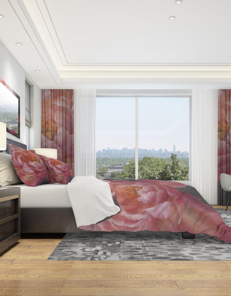 DesignQ Vivid Pink Peonies I - Shabby Duvet Cover Set