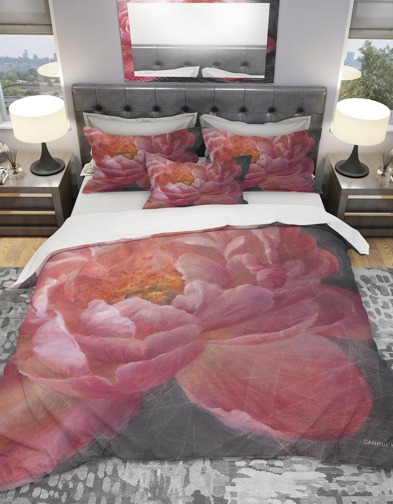 DesignQ Vivid Pink Peonies I - Shabby Duvet Cover Set