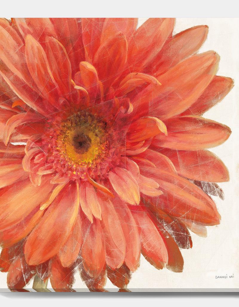 DesignQ Vivid Red Daisy - Floral & Botanical Canvas Art