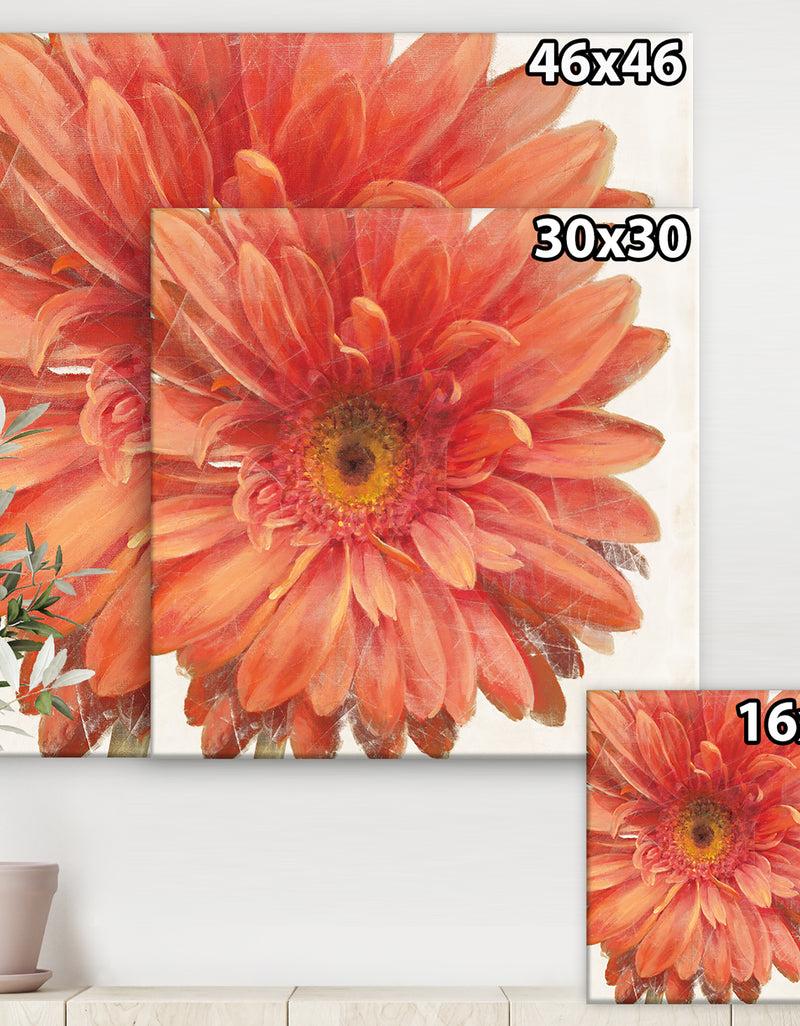 DesignQ Vivid Red Daisy - Floral & Botanical Canvas Art