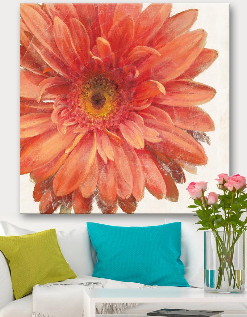 DesignQ Vivid Red Daisy - Floral & Botanical Canvas Art