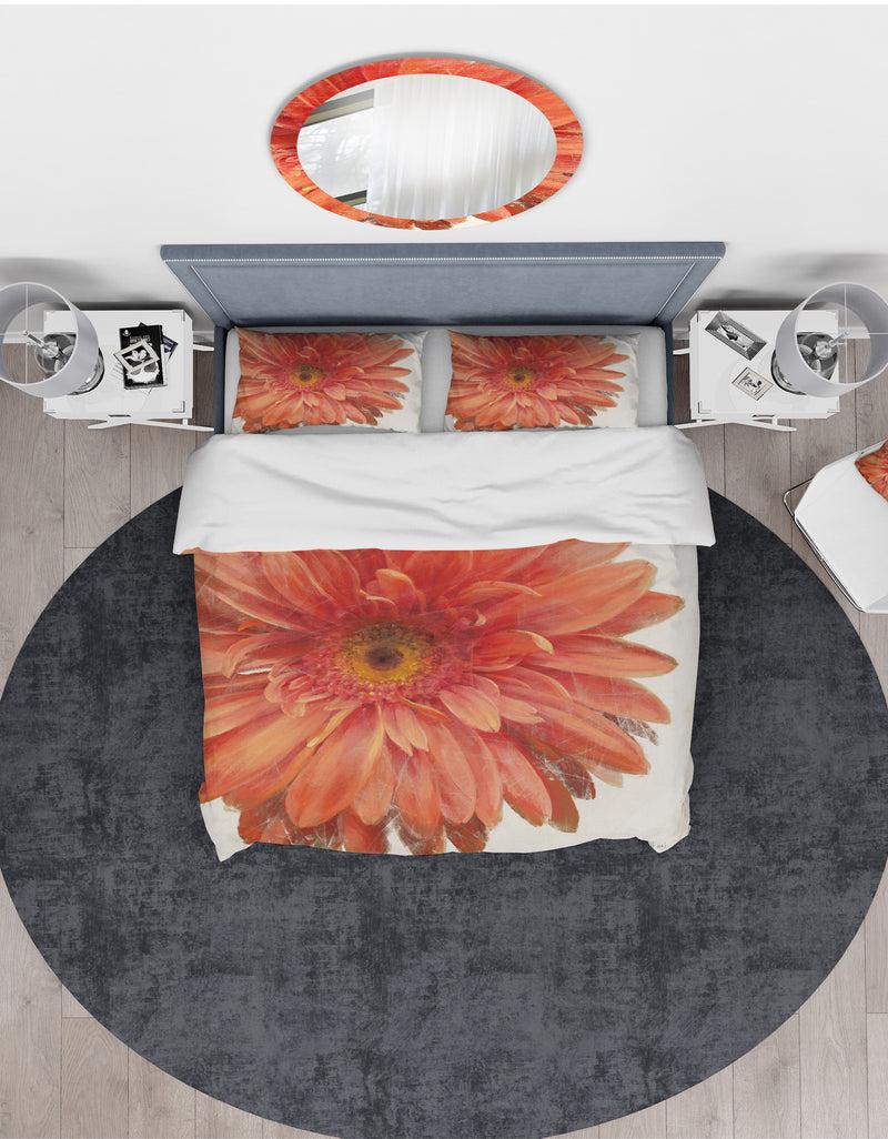 DesignQ Vivid Red Daisy - Traditional Duvet Cover Set