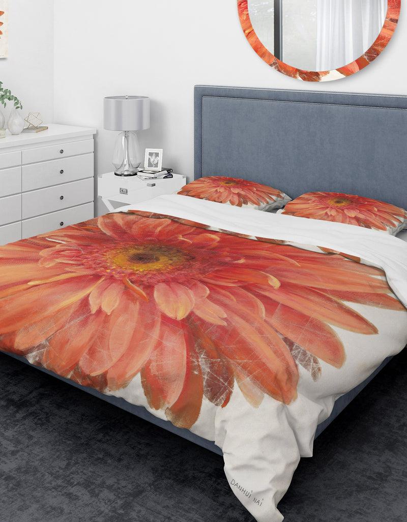 DesignQ Vivid Red Daisy - Traditional Duvet Cover Set