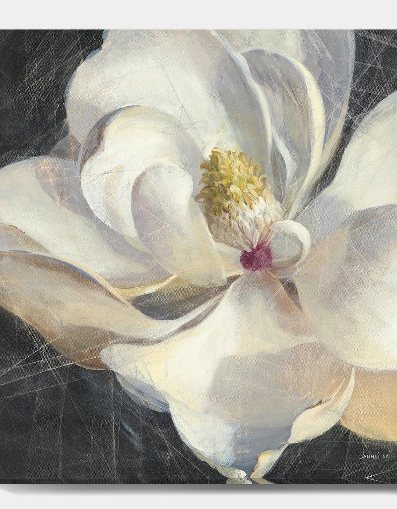 DesignQ Vivid White Magnolia IV - Shabby Chic Premium Canvas Wall Art