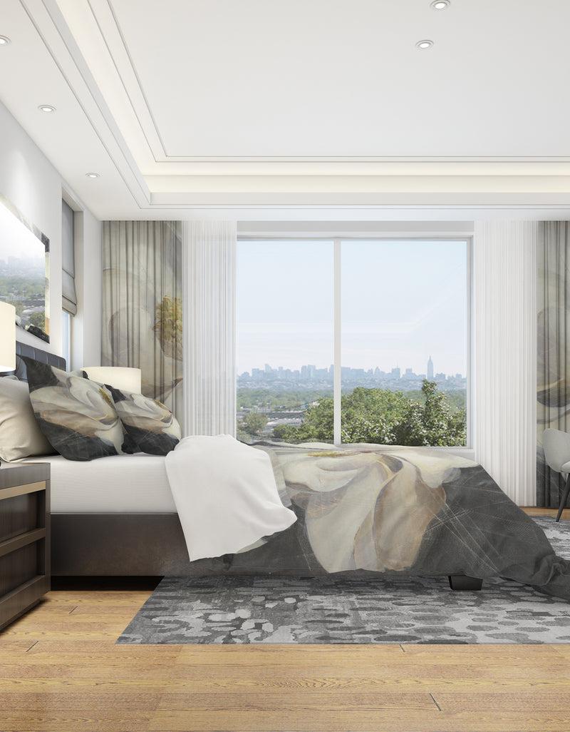 DesignQ Vivid White Magnolia IV - Shabby Duvet Cover Set