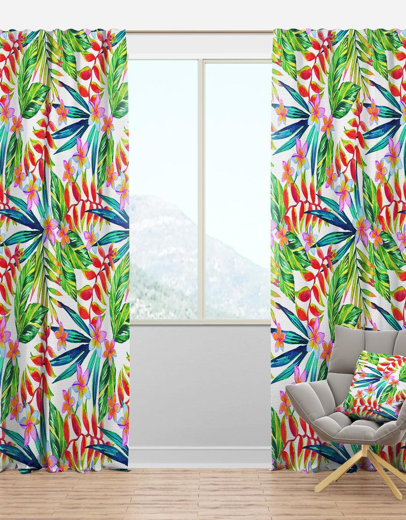 DesignQ Viviv Blossoming Tropical Jungle Flowers - Floral Curtain Panels