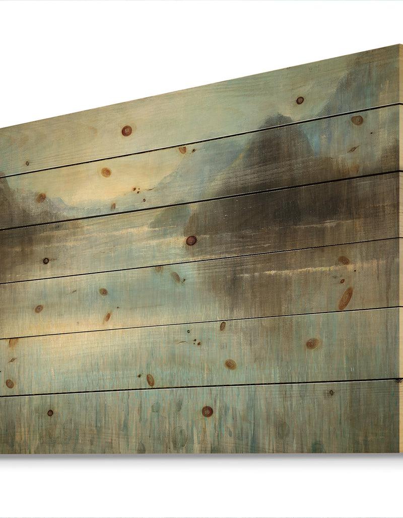 DesignQ Vue From Lase House - Lake House Print On Natural Pine Wood