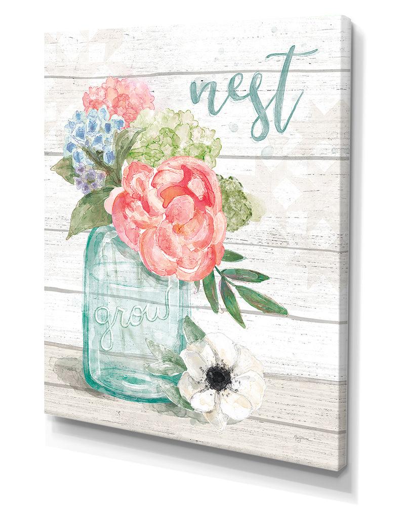 DesignQ WA Pastel Flower Market II - Cottage Canvas Wall Art