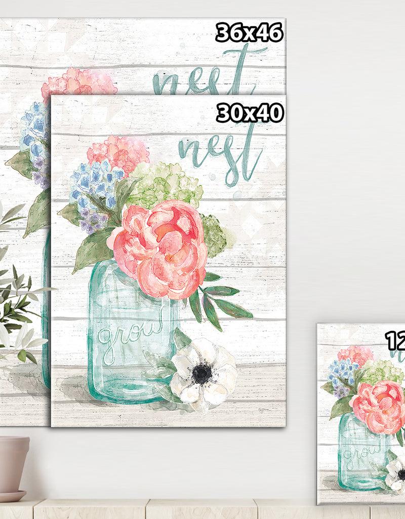 DesignQ WA Pastel Flower Market II - Cottage Canvas Wall Art