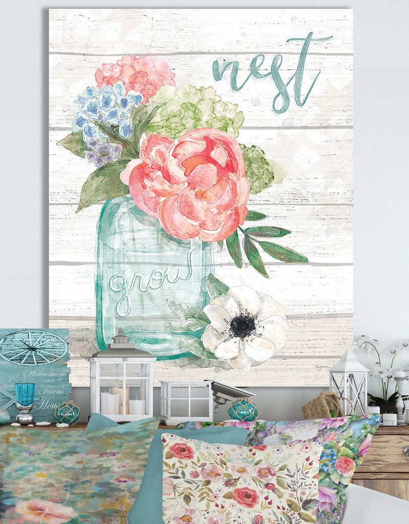 DesignQ WA Pastel Flower Market II - Cottage Canvas Wall Art