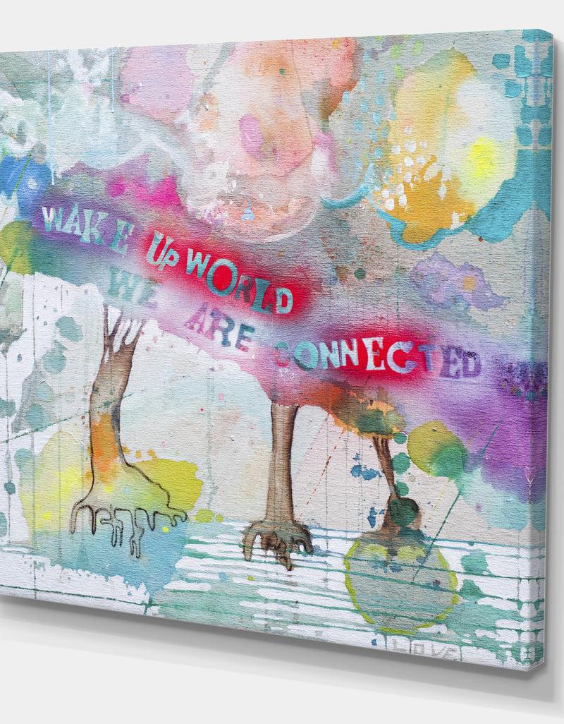 DesignQ Wake Up World - Cottage Premium Canvas Wall Art